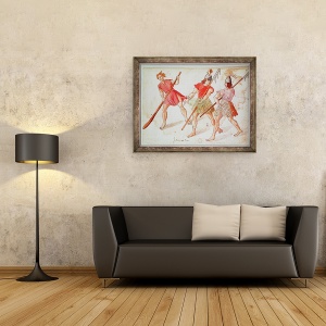 Tablou inramat - Scoala franceza - Indienii peruvieni, 60 x 80 cm - Img 2