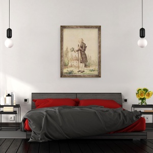 Tablou inramat - Scoala franceza - Jean-Jacques Rousseau 1712-78 Culegand ierburi la Ermenonville, 60 x 80 cm - Img 3