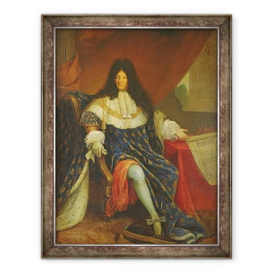 Tablou inramat - Scoala franceza - Ludovic al XIV-lea 1638-1715 tinand un plan al Maison Royale de Saint-Cyr, 70 x 90 cm