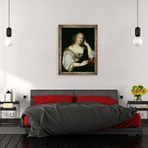 Tablou inramat - Scoala franceza - Portretul Mariei de Rabutin-Chantal 1626-97 Marchiza de Sevigne, 60 x 80 cm - Img 3