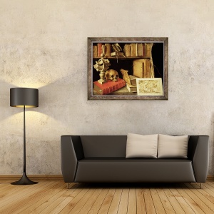 Tablou inramat - Scoala franceza - Vanitas cu cadran solar, 70 x 90 cm - Img 2