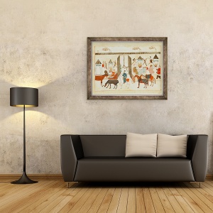 Tablou inramat - Scoala Islamica - Dna 1671 Interiorul Palatului Sultanului din Istanbul, 70 x 90 cm - Img 2
