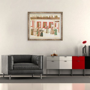 Tablou inramat - Scoala Islamica - Dna 1671 Sultanul cu favoritul sau insotit de muzicieni si cantareti, 50 x 60 cm - Img 2