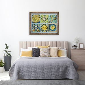 Tablou inramat - Scoala Italiana - Placi ceramice in stilul tipic Caltagirone, 60 x 80 cm - Img 3