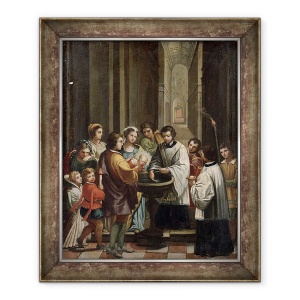 Tablou inramat - Scoala Italiana - Un botez, 50 x 60 cm