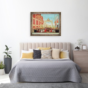 Tablou inramat - Scoala Mexicana - Intrarea solemna si pasnica a armatei celor trei garantii in Mexico City pe 27 septembrie, 60 x 80 cm - Img 3