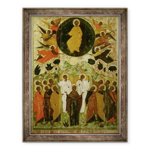 Tablou inramat - Scoala Novgorod - inaltarea Domnului nostru, icoana rusa de la Manastirea Malo-Kirillov, scoala Novgorod, 70 x 90 cm