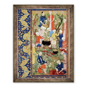 Tablou inramat - Scoala Persana - Pregatirea unei mese, ilustratie dintr-un poem epic de Hafiz Shirazi, 60 x 80 cm