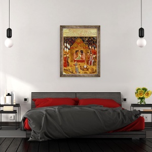 Tablou inramat - Scoala Persana - Temujin a proclamat el insusi Genghis Han, fiii sai Ogodei si Joci la dreapta, 60 x 80 cm - Img 3