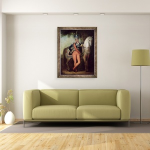 Tablou inramat - Scoala Poloneza - Printul Josef Anton Poniatowski 1763-1813 de calul sau, 70 x 90 cm - Img 2