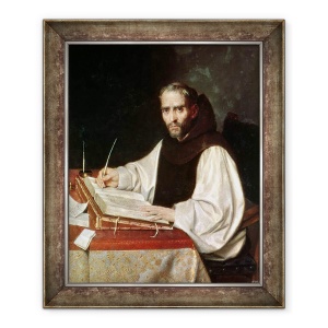 Tablou inramat - Scoala Spaniola - Portretul lui Jose de Siguenza, staret si bibliotecar al manastirii San Lorenzo, 70 x 85 cm