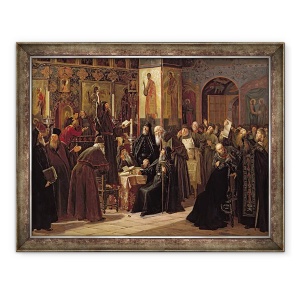 Tablou inramat - Sergei Dmitrievich Miloradovich - Revolta Manastirii Solovetsy impotriva cartilor noi in 1666, 70 x 90 cm