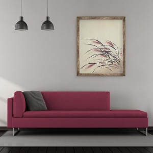 Tablou inramat - Shibata Zeshin - Urechi de orez si cricket, 50 x 60 cm - Img 2