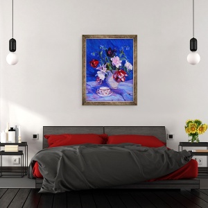 Tablou inramat - Sue Wales - Lalele din gradina mea, 1995, 70 x 90 cm - Img 3