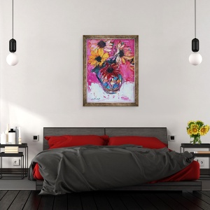Tablou inramat - Sylvia Paul - Floarea soarelui rosu, 70 x 90 cm - Img 3