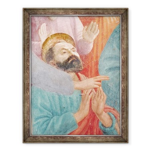 Tablou inramat - T. Masaccio - Capul Sfantului Pavel, de la invierea Fiului lui Teofil, si Sfantul Petru intronat ca Prim Episcop al Antiohiei, 70 x 90 cm