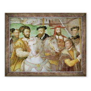 Tablou inramat - Taddeo Zuccaro - Intrarea solemna a imparatului Carol al V-lea 1500-58, Francisc I 1494-1547 si Alessandro Farnese 1546-92 la Paris in 1540, de la Sala dei Fasti Farnese, 60 x 80 cm