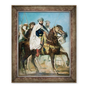 Tablou inramat - Theodore Chasseriau - Ali Ben Ahmed, ultimul calif al lui Constantin, cu anturajul sau in afara lui Constantin, 70 x 85 cm