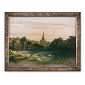 Tablou inramat - Thomas Churchyard - Biserica Stoke Poges ulei pe panou, 70 x 90 cm