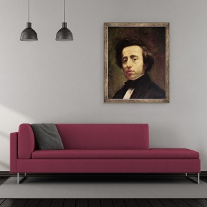 Tablou inramat - Thomas Couture - Portret De Frederic Chopin 1810-49, 50 x 60 cm - Img 2