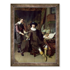 Tablou inramat - Thomas de Keyser - Constantijn Huygens 1596-1687 si functionarul sau, 60 x 80 cm
