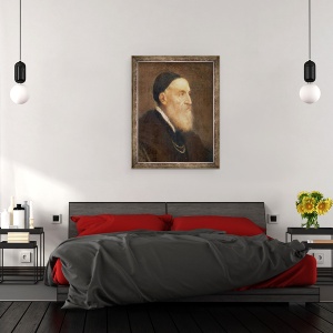 Tablou inramat - Titian - Autoportret detaliu al capului, 70 x 90 cm - Img 3