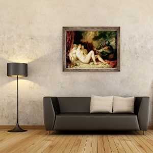 Tablou inramat - Titian - Danae Primirea Dusului de Aur, 70 x 90 cm - Img 2