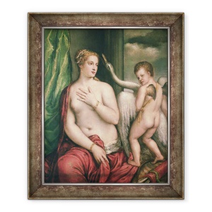 Tablou inramat - Titian - Leda si Lebada, 50 x 60 cm