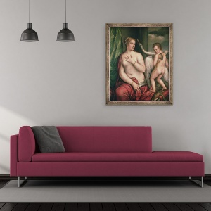 Tablou inramat - Titian - Leda si Lebada, 50 x 60 cm - Img 2