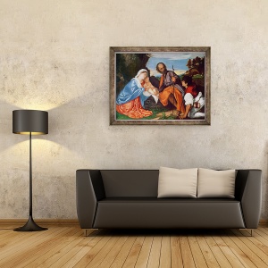 Tablou inramat - Titian - Sfanta familie si un pastor, 60 x 80 cm - Img 3