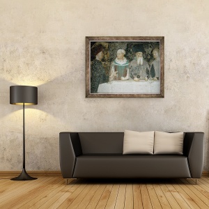 Tablou inramat - Tommaso Masolino da Panicale - Banchetul lui Irod II, 70 x 90 cm - Img 2