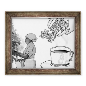 Tablou inramat - Tomoko FURUYA - Culegator de cafea,2018, 50 x 60 cm