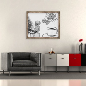 Tablou inramat - Tomoko FURUYA - Culegator de cafea,2018, 50 x 60 cm - Img 2