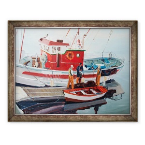 Tablou inramat - Tony Fandino - Barca de pescuit la Nerja, 70 x 90 cm