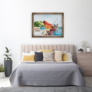 Tablou inramat - Tony Fandino - Barci la Skiathos I, 60 x 80 cm - Img 3