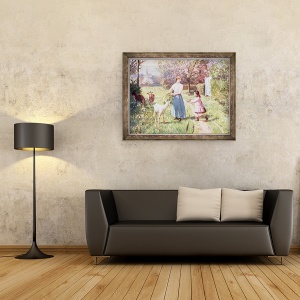 Tablou inramat - Victor Gabriel Gilbert - Oua de Paste in tara, 70 x 90 cm - Img 2