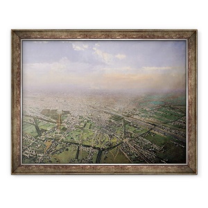 Tablou inramat - Victor Navlet - Vedere generala a Parisului dintr-un balon cu aer cald, 60 x 80 cm