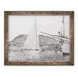 Tablou inramat - Vincent Alexander Booth - Fantana Geneva si arcul crucisatorului de placere, 2011, 70 x 90 cm