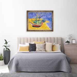 Tablou inramat - Vincent van Gogh - Barci de pescuit pe plaja de la Saintes-Maries-de-la-Mer, 60 x 80 cm - Img 3