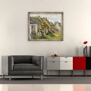 Tablou inramat - Vincent van Gogh - Casute de paie in Chaponval, Auvers-sur-Oise, 50 x 60 cm - Img 2