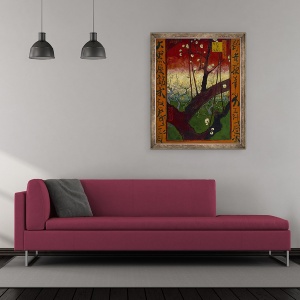 Tablou inramat - Vincent van Gogh - Japonaiserie - Livada de Prune inflorita dupa Hiroshige, Paris, 50 x 60 cm - Img 2