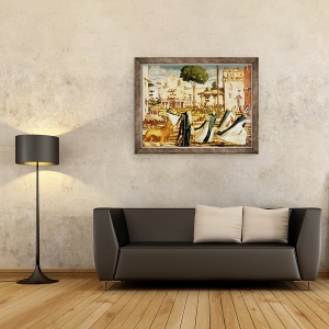 Tablou inramat - Vittore Carpaccio - Sfantul Ierome si Leul in Manastire, 70 x 90 cm - Img 2