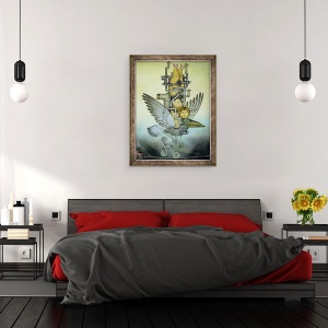 Tablou inramat - Wayne Anderson - Fata de echilibrare pe pasare mecanica pe sarma, 60 x 80 cm - Img 3