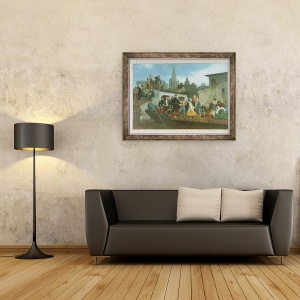 Tablou inramat - William-Adolphe Bouguereau - Napoleon al III-lea 1808-73 Vizitand victimele inundatiilor din Tarascon in iunie 1856, 70 x 90 cm - Img 2