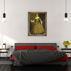 Tablou inramat - Wybrand Simonsz de Geest - Portretul unui Baiat Cu Un Club Kolf, 70 x 90 cm - Img 3