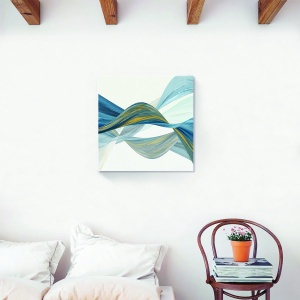 Tablou decorativ canvas abstract cu forme albastre 60x60 cm