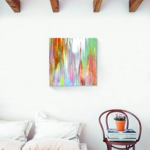 Tablou decorativ modern living abstract multicolor pe canvas 60x60 cm