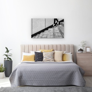 Tablou canvas - Alb-Negru, Strada, Plimbare, Mers, Pantof, 50 x 80 cm - Img 3