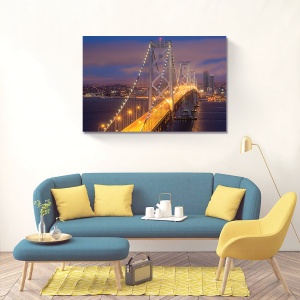 Tablou Canvas - America, New York, Lumini, Noapte, Pod, 80 x 120 cm - Img 2