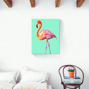 Tablou decorativ flamingo roz pe canvas 60x75 cm